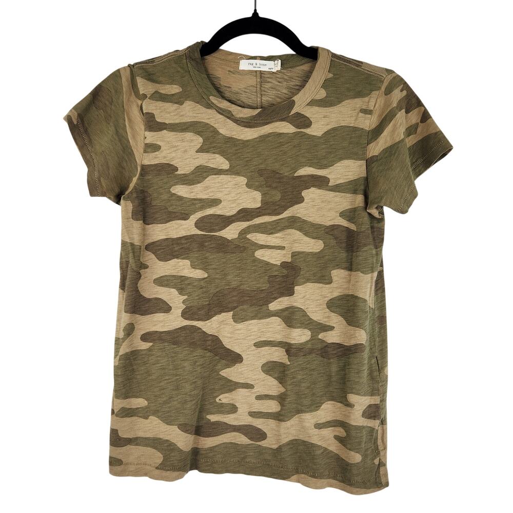 Rag & Bone Camo Tee Distressed Women's Size XS 100% Pima Cotton